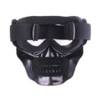 Face protection mask, made from hard plastic + ski goggles, dark grey lenses, skull model, GID01